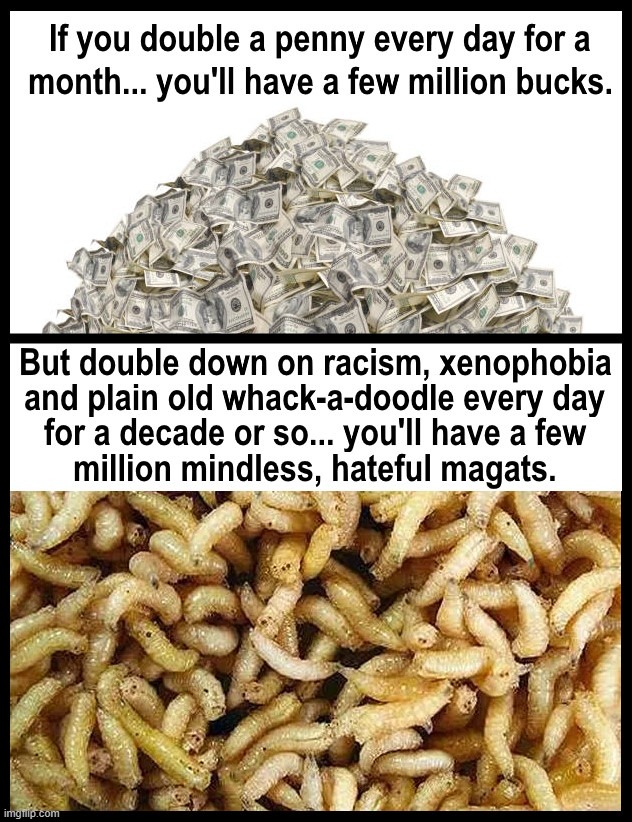 In For A Penny, In For A Pound Of Squirming magats. | image tagged in maga,maga racists,maga xenophobes,maga cuz haters gonna hate,maga hate,make america gag again | made w/ Imgflip meme maker