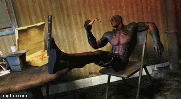 Cold pizza for lunch | image tagged in gifs,superheroes,deadpool | made w/ Imgflip video-to-gif maker