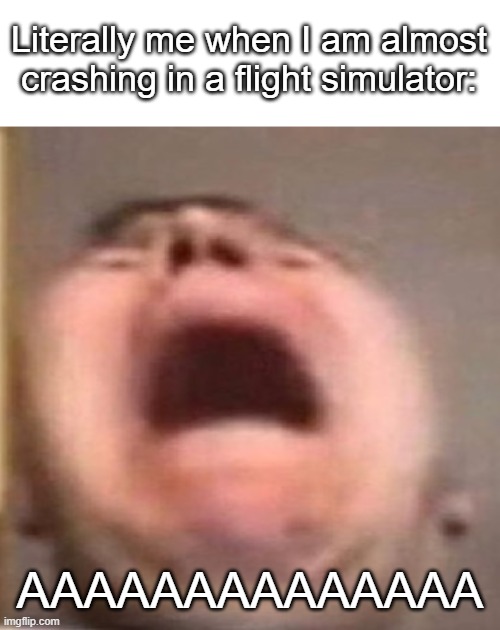 AAAAAAAA | Literally me when I am almost crashing in a flight simulator:; AAAAAAAAAAAAAA | image tagged in memes,flight,gaming | made w/ Imgflip meme maker