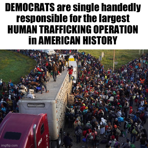 A vote for any DEMOCRAT is a vote for ILLEGAL IMMIGRATION | DEMOCRATS are single handedly 
responsible for the largest 
HUMAN TRAFFICKING OPERATION 
in AMERICAN HISTORY | image tagged in caravan | made w/ Imgflip meme maker