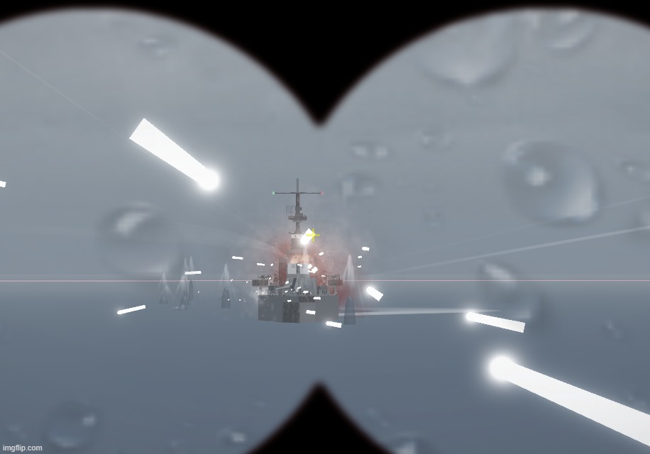 2 anti aircraft cruisers shooting eachother with AA guns (game is DEAD AHEAD) | made w/ Imgflip meme maker