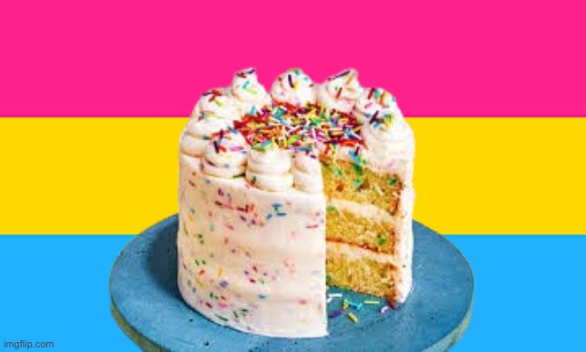Pancake <3 | image tagged in pan flag,pancake,puns,cake,lgbtq,pansexual | made w/ Imgflip meme maker