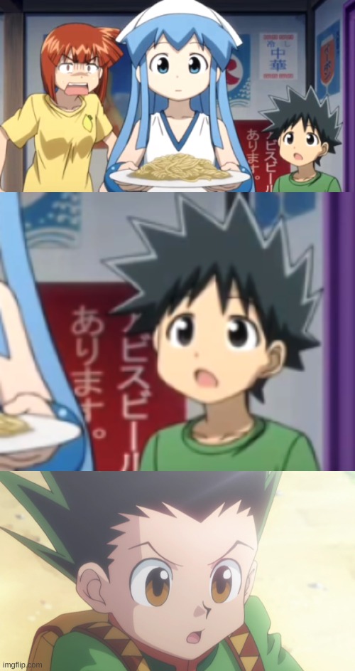 The resemblance is uncanny | image tagged in hxh,hunter x hunter,squid girl,squid,memes,deja vu | made w/ Imgflip meme maker