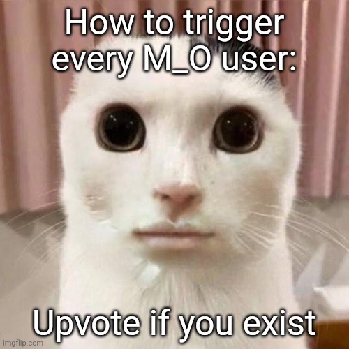 My honest reaction | How to trigger every M_O user:; Upvote if you exist | image tagged in my honest reaction | made w/ Imgflip meme maker