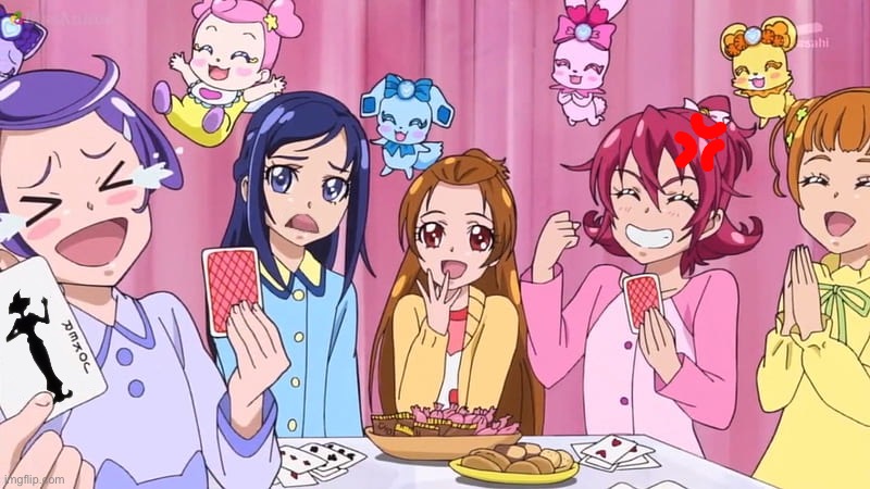Card game gone wrong (made my me) | image tagged in precure,smile precure,doki doki precure,edit | made w/ Imgflip meme maker