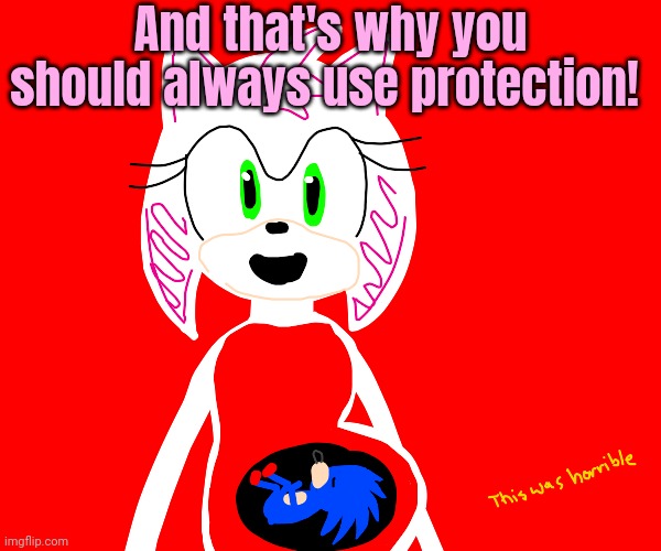 Important life lessons | And that's why you should always use protection! | image tagged in wear,protection,condom,sonic the hedgehog,amy rose | made w/ Imgflip meme maker