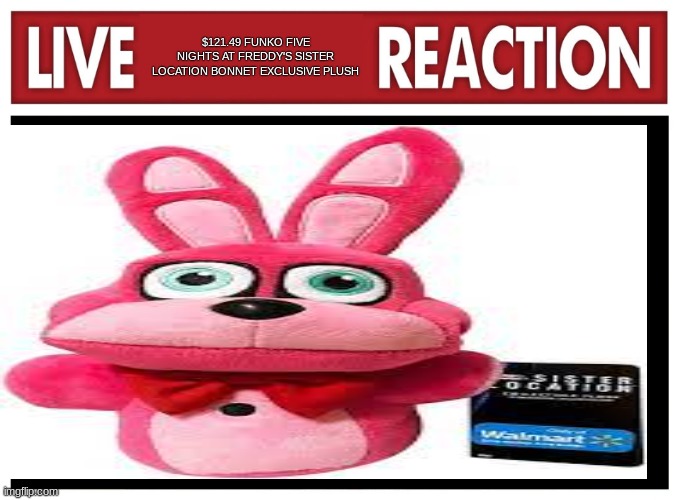 mood | $121.49 FUNKO FIVE NIGHTS AT FREDDY'S SISTER LOCATION BONNET EXCLUSIVE PLUSH | image tagged in live reaction | made w/ Imgflip meme maker
