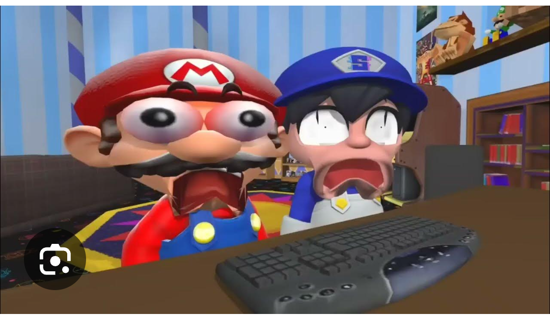 Mario And SMG4 Shocked Blank Meme Template