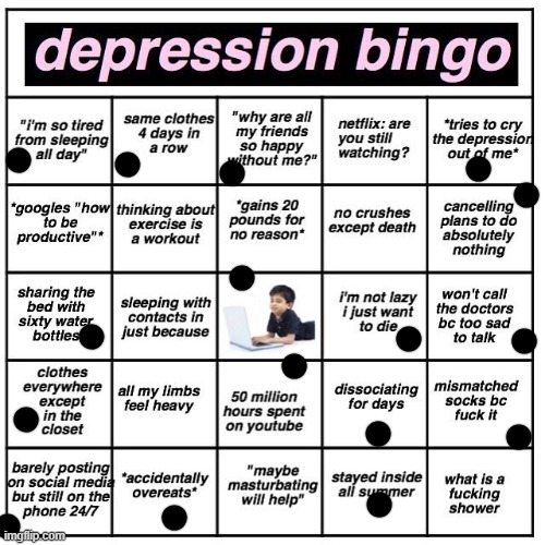 Depression bingo | made w/ Imgflip meme maker