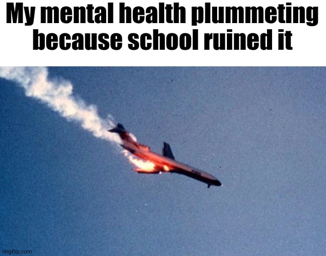 There It Go | My mental health plummeting because school ruined it | image tagged in mental health | made w/ Imgflip meme maker