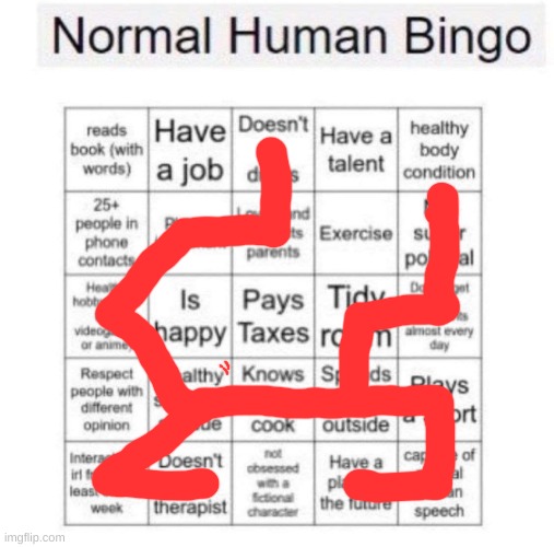 Normal human bingo | image tagged in normal human bingo | made w/ Imgflip meme maker