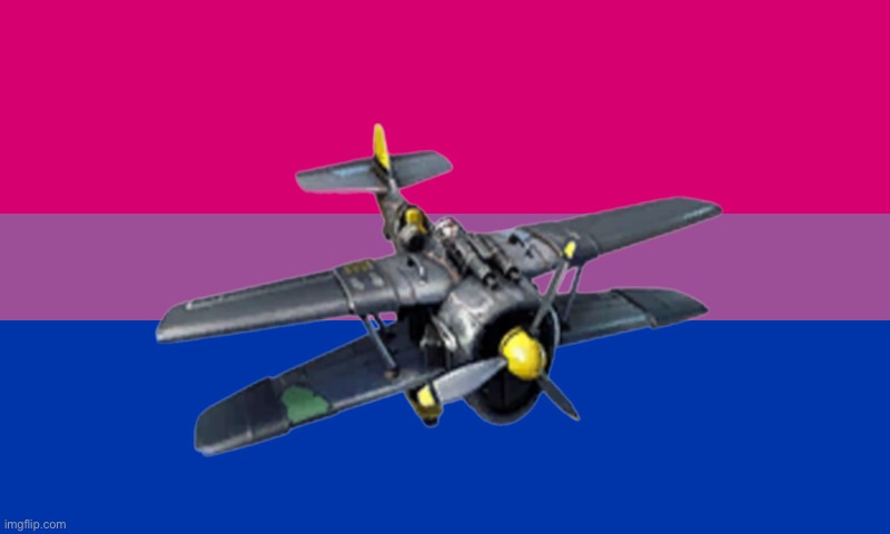 Biplane | image tagged in bi flag,bisexual,lgbtq,pride,plane,airplane | made w/ Imgflip meme maker