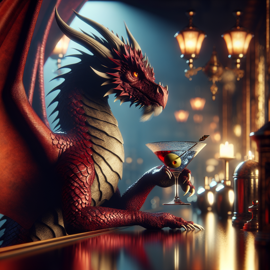 A dragon drinking a martini Blank Meme Template