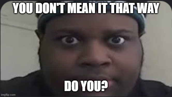 EDP kidnap stare | YOU DON'T MEAN IT THAT WAY DO YOU? | image tagged in edp kidnap stare | made w/ Imgflip meme maker