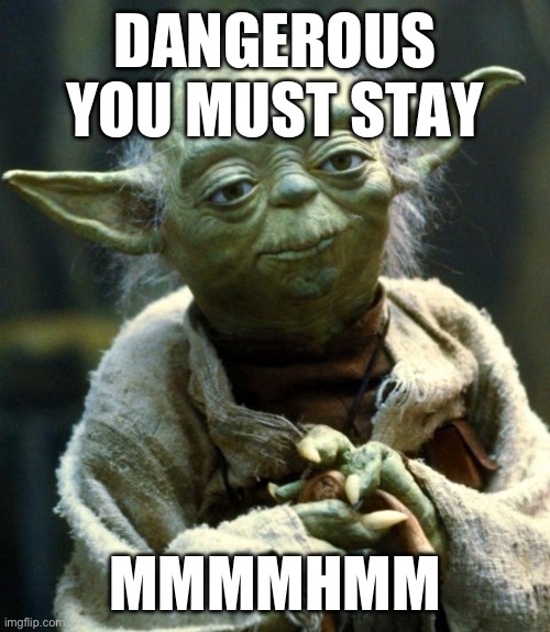 Star Wars Yoda | DANGEROUS YOU MUST STAY; MMMMHMM | image tagged in memes,star wars yoda | made w/ Imgflip meme maker