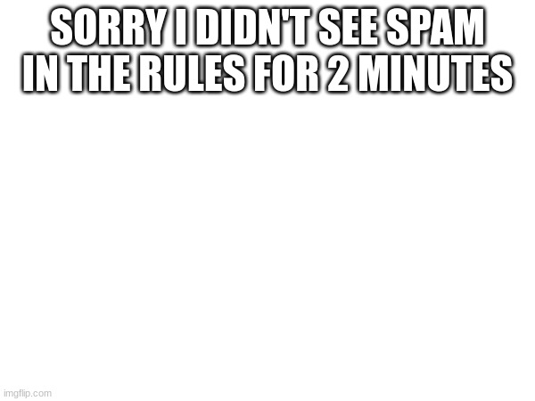 SORRY I DIDN'T SEE SPAM IN THE RULES FOR 2 MINUTES | made w/ Imgflip meme maker
