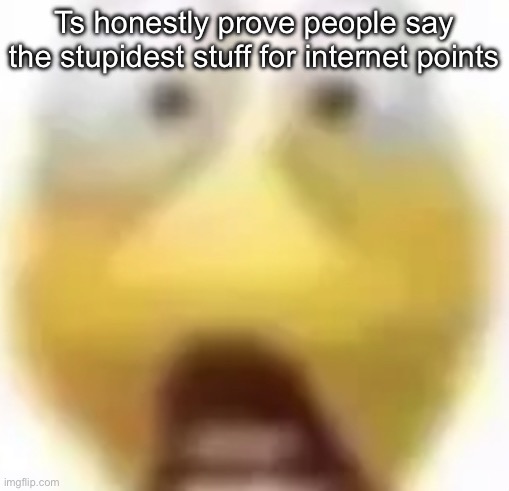 Shocked | Ts honestly prove people say the stupidest stuff for internet points | image tagged in shocked | made w/ Imgflip meme maker