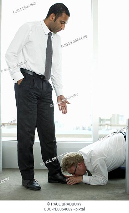 Man Kissing Another Man's Feet / Foot Blank Meme Template