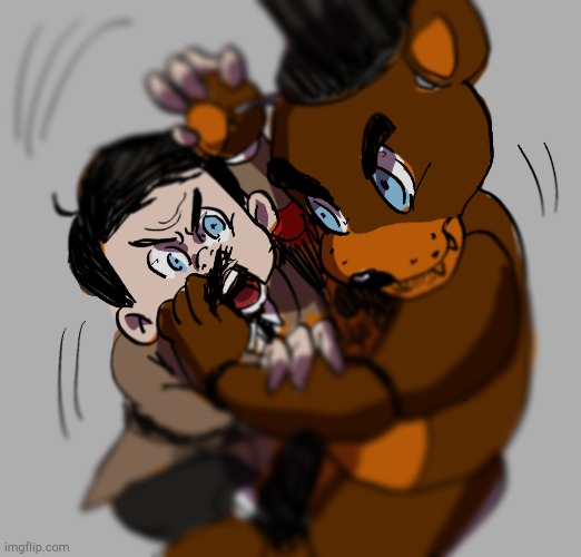 "Draw Hitler fighting Fred fazbear" absolutely . | made w/ Imgflip meme maker