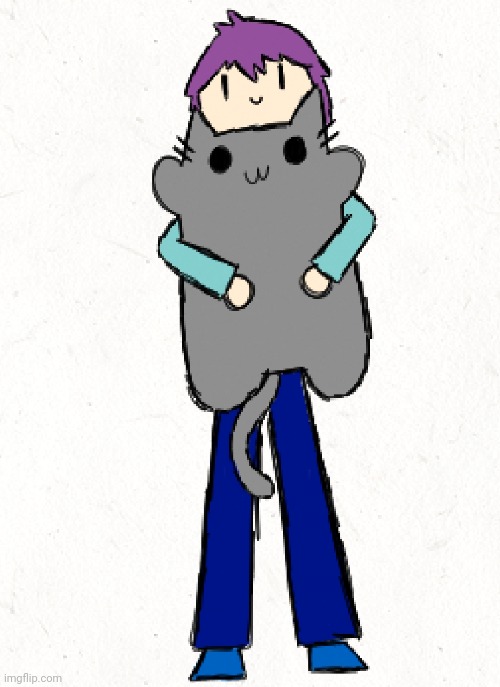 Atlas with a giant cat plushie | made w/ Imgflip meme maker