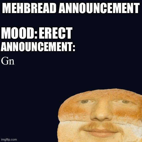 Breadnouncement | ERECT; Gn | image tagged in breadnouncement | made w/ Imgflip meme maker