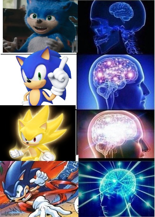 Frrr! | image tagged in expanding brain,sonic | made w/ Imgflip meme maker