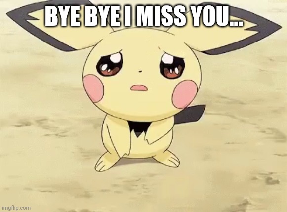 Sad pichu | BYE BYE I MISS YOU... | image tagged in sad pichu | made w/ Imgflip meme maker