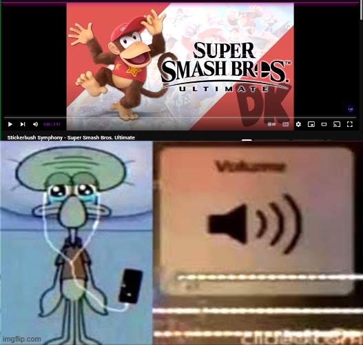 The SSBU track that broke me. | image tagged in squidward crying listening to music | made w/ Imgflip meme maker