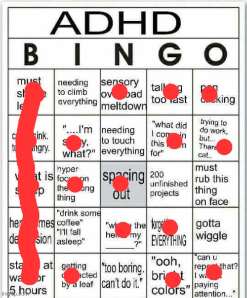 *insert title here | image tagged in adhd bingo | made w/ Imgflip meme maker