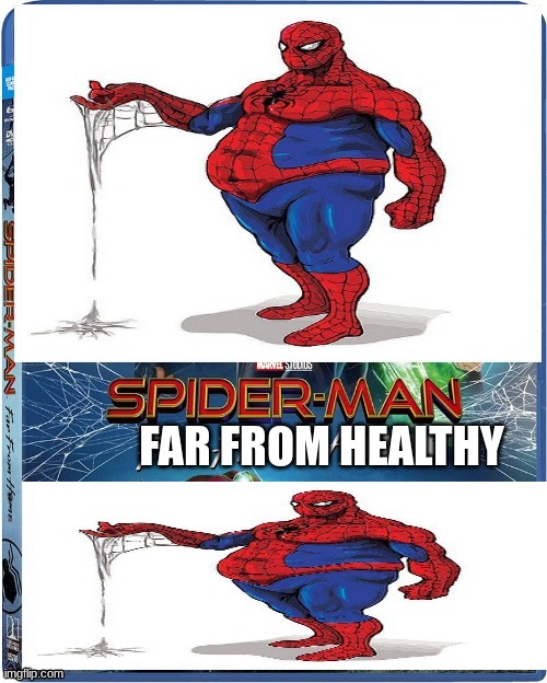 Spiderman far from healthy | image tagged in dedededed,discussing | made w/ Imgflip meme maker