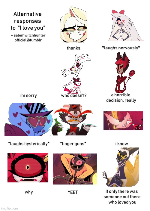 Couldn’t find anyone for “I’m sorry” | image tagged in alternative responses to i love you blank,alastor hazbin hotel,hazbin hotel | made w/ Imgflip meme maker