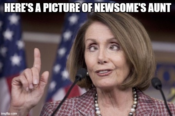 Nancy pelosi | HERE'S A PICTURE OF NEWSOME'S AUNT | image tagged in nancy pelosi | made w/ Imgflip meme maker
