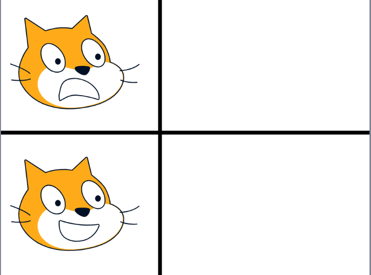 Scratch cat reacting Blank Meme Template