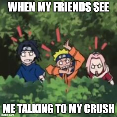 Team 7 | WHEN MY FRIENDS SEE; ME TALKING TO MY CRUSH | image tagged in team 7 | made w/ Imgflip meme maker