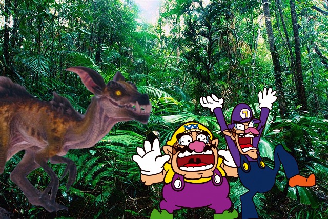 Wario and Waluigi dies by a Boggi because of Waluigi teasing it while exploring in the tropical rainforest | image tagged in tropical_ rainforest,crossover,wario dies,monster hunter,super mario,waluigi | made w/ Imgflip meme maker