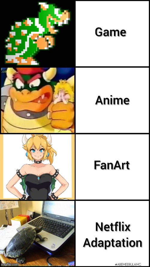 New Netflix shows lookin good | image tagged in netflix adaptation,bowser,bowsette,turtle | made w/ Imgflip meme maker