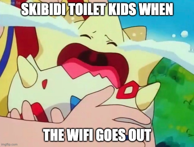 Togepi Crying | SKIBIDI TOILET KIDS WHEN; THE WIFI GOES OUT | image tagged in togepi crying | made w/ Imgflip meme maker