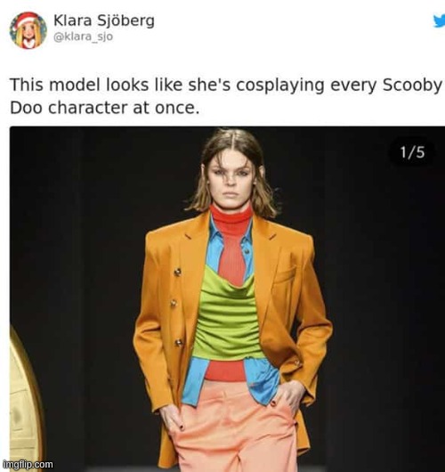 Its Fred, wait no its Shaggy, wait no its Velma | image tagged in clothes,bad clothes,insult,insults | made w/ Imgflip meme maker