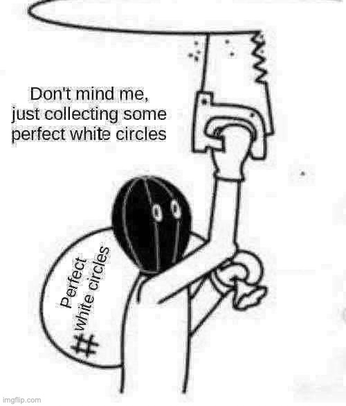 me when perfect white circles: | image tagged in perfect white circles | made w/ Imgflip meme maker