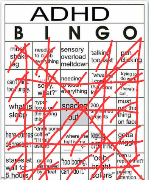 I might have adhd | image tagged in adhd bingo | made w/ Imgflip meme maker