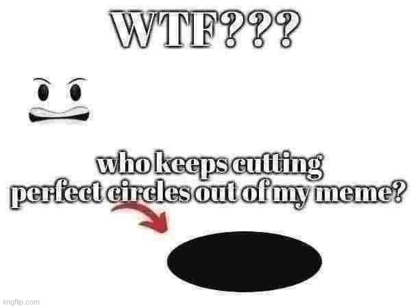 wtf | image tagged in who keeps cutting perfect circles out of my meme | made w/ Imgflip meme maker