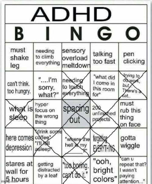 ADD | image tagged in adhd bingo | made w/ Imgflip meme maker