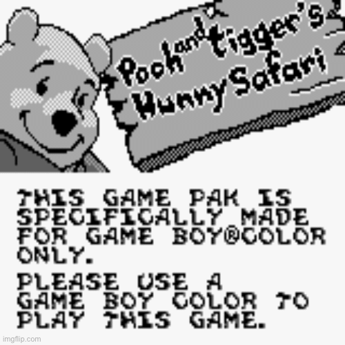 Pooh & Tigger’s Hunny Hunt game boy lockout | image tagged in gifs,monochrome,gaming,tuxedo winnie the pooh | made w/ Imgflip images-to-gif maker
