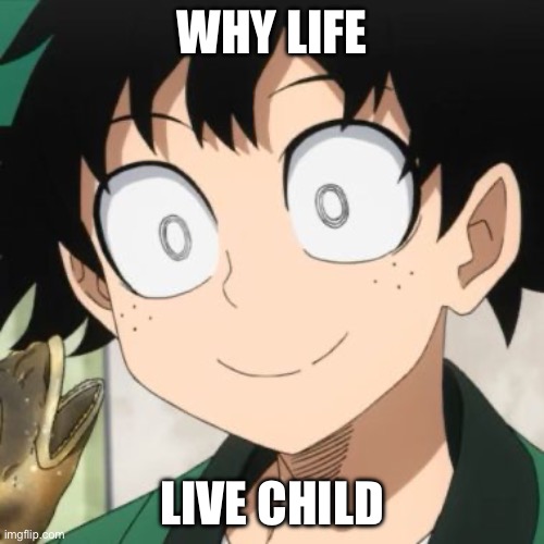 Triggered Deku | WHY LIFE; LIVE CHILD | image tagged in triggered deku | made w/ Imgflip meme maker