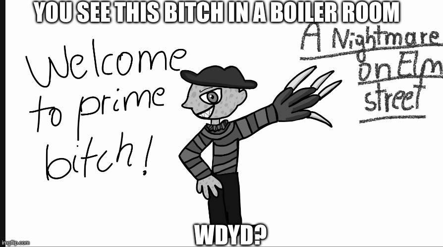 YOU SEE THIS BITCH IN A BOILER ROOM; WDYD? | image tagged in roleplaying,freddy krueger | made w/ Imgflip meme maker
