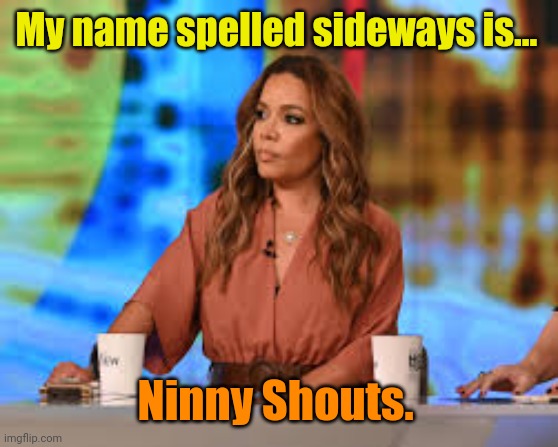 Sunny Hostin | My name spelled sideways is... Ninny Shouts. | image tagged in sunny hostin | made w/ Imgflip meme maker