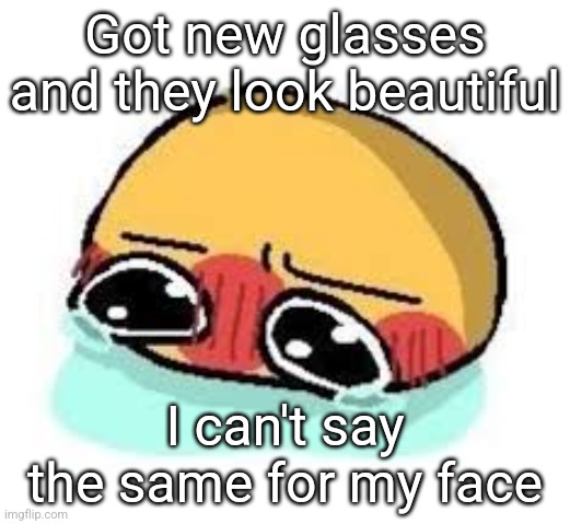 EVERYTHING BEND | Got new glasses and they look beautiful; I can't say the same for my face | image tagged in amb shamb bbbmba | made w/ Imgflip meme maker