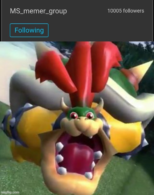 yay 1k followers | image tagged in bowser on lsd | made w/ Imgflip meme maker