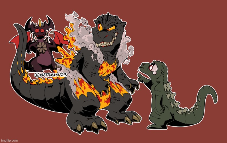 Chibi Godzilla vs Destoroyah (Art by HiryuNatsuakai) | made w/ Imgflip meme maker