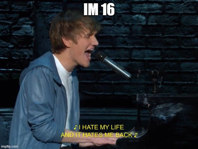 i hate my life and it hates me back | IM 16 | image tagged in i hate my life and it hates me back | made w/ Imgflip meme maker